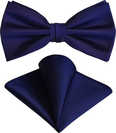 Sorprese Vlinderdas inclusief Pochet - 100% zijden - Donkerblauw - Vlinderstrik - Strik - Pochette - vlinderdassen