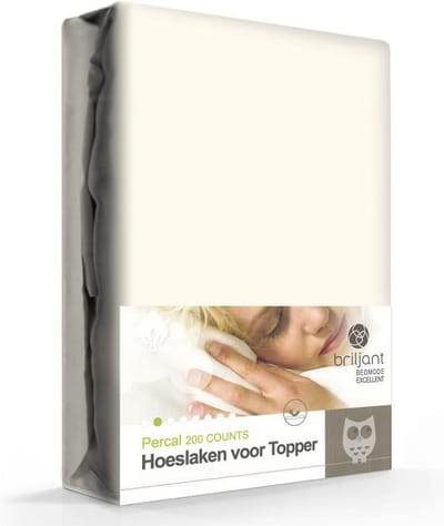 Percaline katoen topper hoeslaken - Beige - 1-persoons (80x200 cm)