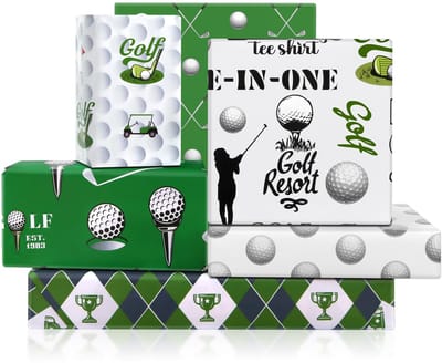 Dailygoody - Golfinpakpapier - Golfclubs en Ballen - Luxe en Duurzaam - Groen - Verpakking voor Sportcadeaus - Perfect voor Golfer - 6 Vellen
