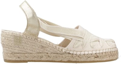 Dames espadrille van ruw katoen met sleehak en linten | TRACY-CZ
