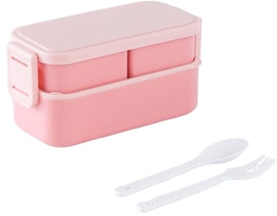 Lunchbox Kinderlunchbox met verdelers, 1300 ml, 2-in-1 kinderlunchbox met 3 compartimenten, lekvrije bentobox, lunchbox voor volwassenen, ontbijtbox voor meisjes en jongens, BPA-vrij, roze