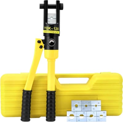 Hydraulische krimpzagen voor kabels, 12 ton, inclusief 8 matrijzen voor 10-120 mm² kabels en lugs