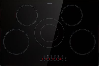 Klarstein Kookplaat keramische , fornuis met 5 kookvelden, 8200 W kookplaat, modern inbouwfornuis, elektrische kookplaat, elektrisch fornuis met boost functie, kookplaat voor de keuken, glaskeramische kookplaat 80 cm - 52 cm - voor Keuken