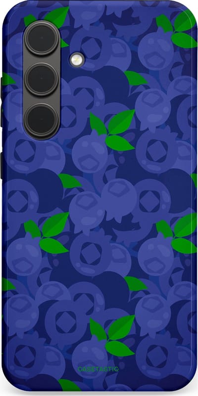 Casetastic hoesje geschikt voor Samsung Galaxy S24 - Dubbellaagse bescherming - Berrytastic Blauwe Blueberry Bessen - Fashion Case - Donkerblauw Groen