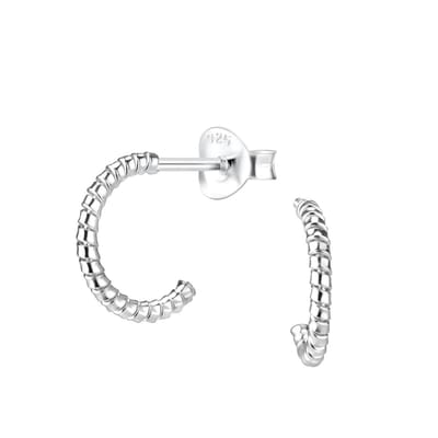 Joy|S - Zilveren oorringen - 12 mm - twisted halve hoepel