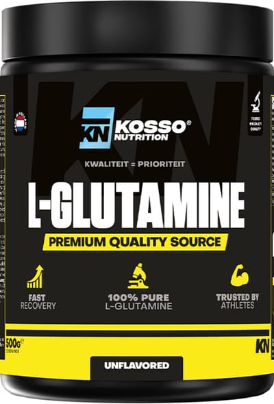 Kosso Nutrition – L-Glutamine – 100% Puur – Spierherstel & Spieropbouw – Snelle Opname – Smaakloos – 500g