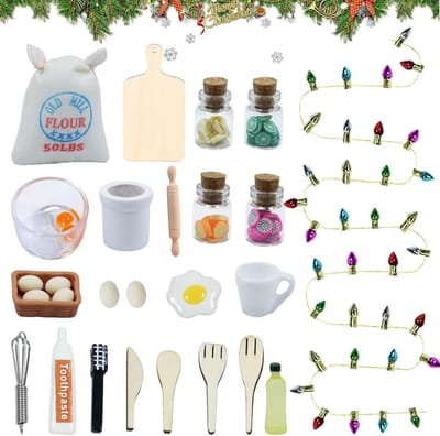 Kabouter Keuken Set - Miniatuur Decoratie - Poppenhuis Inrichting - Educatief Speelgoed - 27 Delen - Wit