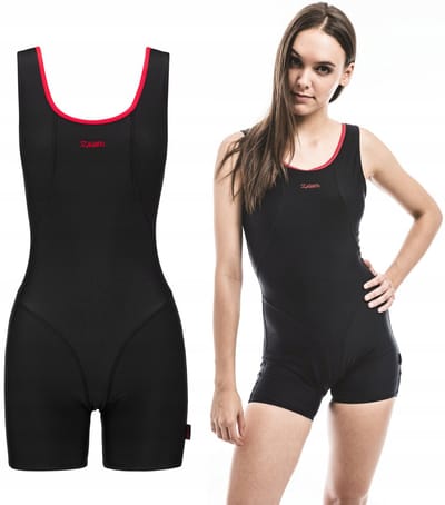 Zagano - Badpak met pijpjes dames - Maat 38 - Zwart/Rood - Sneldrogend - Chloorbestendig - UV-bestendig