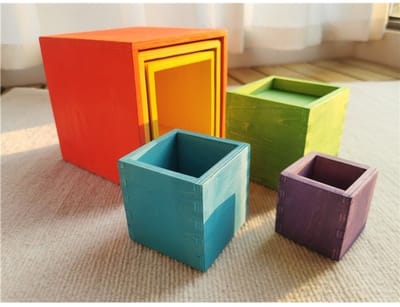 Houten speelgoed kubussen - Stapelbare kubussen – 6 stuks – Stapeltoren - Regenboog kleur - Educatief Montessori Speelgoed – Voor Sorteren, Bouwen & Leren – Vanaf 2 Jaar
