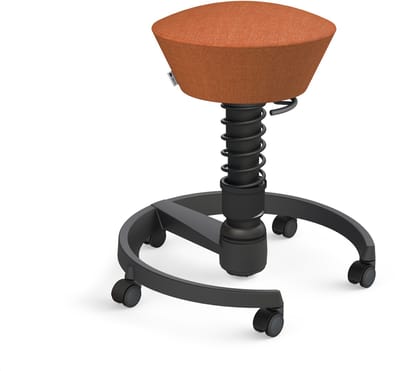 Aeris Swopper Gabriel - ergonomische bureaukruk - zwart onderstel - oranje- rood gemêleerde zitting - zachte wielen - wol - standaard