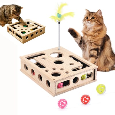 Krabpuzzel voor katten - Nagelvijlbox met schuurpapier erin, stressvrij alternatief voor het knippen van nagels, interactief kattenspeelgoed voor binnenkatten.