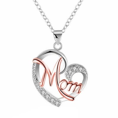 Fako Bijoux® - Ketting Mom Hart - Mama Ketting - Hartje - Cadeautje Moeder - 45cm - Zilver/Rosé Goud