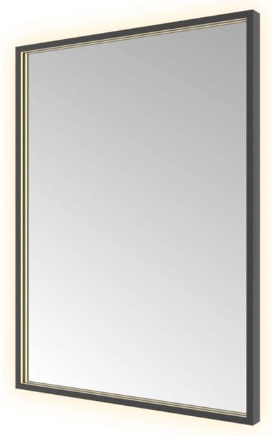 Hotbath &More SQU680 Square spiegel 60x80cm met verlichting, spiegelverwarming, kleurwissel, dimbaar en afstandsbediening geborsteld zwart PVD