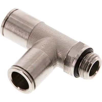 10mm x G1/4'' rechte hoek T-stuk Messing Insteekfitting Buitendraad Draaibaar NBR
