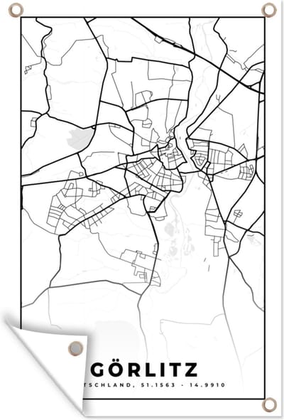 Muurdecoratie Görlitz - Plattegrond - Kaart - Stadskaart - 120x180 cm - Tuinposter - Tuindoek