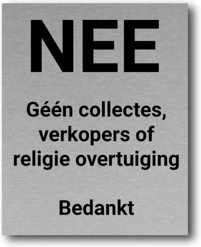 Brievenbusbordje RVS-look - Géén collectes / verkoopt - 5 x 7 cm | Gratis Verzending