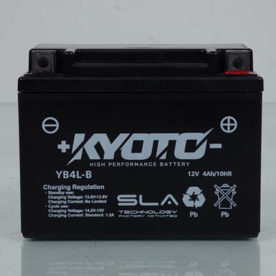 Batterie SLA Kyoto pour Scooter Peugeot 50 SPEEDFIGHT 4 CLASSIC 2015 à 2019 YB4L-B SLA / 12V 4Ah Neuf