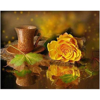 5D Diy volledige ronde diamant schilderij stilleven bloem diamant borduurwerk 20X30CM orange