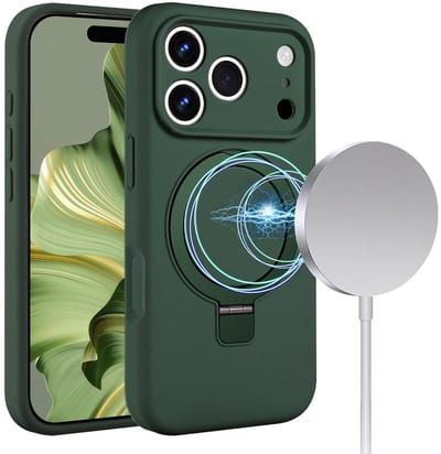 Geschikt voor iPhone 17 Pro hoesje – Solidenz Groen MagSafe Kickstand Case – Schokbestendige Backcover