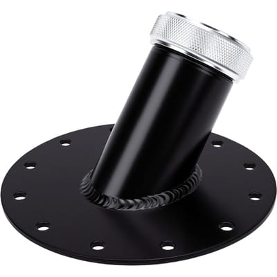 Brandstofcel Vulhals 45 Graden met 12 Bouten Stalen Basis Aluminiumlegering Dop 1,5 inch Binnendiameter voor Voertuig zwart