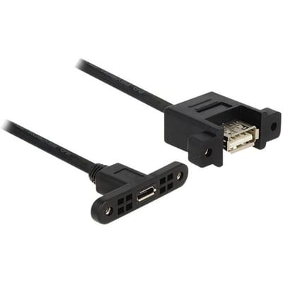Delock 85109 USB-kabel USB 2.0 USB-micro-B bus, USB-A bus 0.25 m Zwart