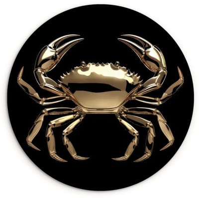 WallCircle® Wandcirkel 120x120 cm - Muurcirkel Goud - Krab - Dieren - Zwart - Muurdecoratie woonkamer - Wanddecoratie slaapkamer - Kamer decoratie accessoires - Ronde schilderijen XXL