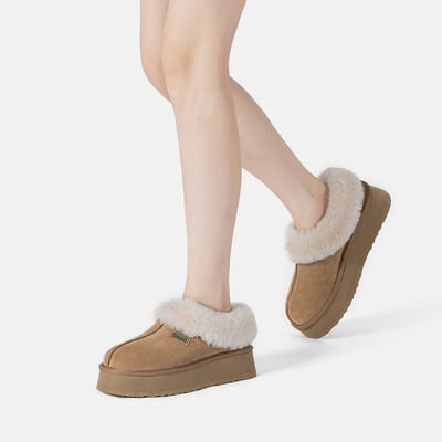 EVER AU Dames Leren Pantoffels - Topknot