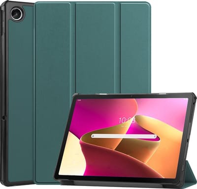 Hoes - Geschikt voor Lenovo Tab M10 Plus (3e / 3rd Generatie) - Dun & Stevig - Trifold Bookcase - Hard Cover - Hardcover Book Case - Tablet Hoesje - Donkergroen