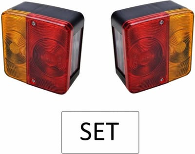 FASA - SET (2x) - Achterlicht aanhangwagen - 100 x 95 mm - Vierkant - Universeel links rechts (Inclusief lampjes)