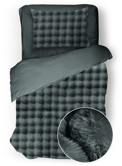 Eleganzzz Dekbedovertrek Shiny Bubble Pom Pom Flanel Fleece - Olive Green - Dekbedovertrek 140x200/220cm - 100% flanel fleece - Eenpersoons dekbedovertrekken - 140x220cm - Teddy Dekbedovertrek - Fluffy Dekbedovertrek - Effen Dekbedovertrek