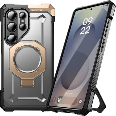 SUPCASE Hoesje Geschikt voor Samsung Galaxy S25 Ultra | Unicorn Beetle Grip | Compatibel met MagSafe en Qi2 | Magnetische Back Cover | Militaire Standaard | Kickstand | Goud