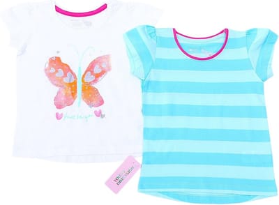 2x Meisjes T-shirt met korte mouwen