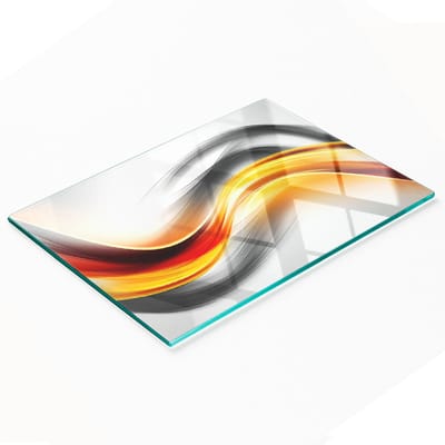 Keukenplank van gehard glas met decoratieve abstracte golfmotieven, 80x52 cm