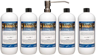 Hairconditioner Hammam Herbal 1 liter met luxe RVS zilverkleurige pomp - set van 5 stuks