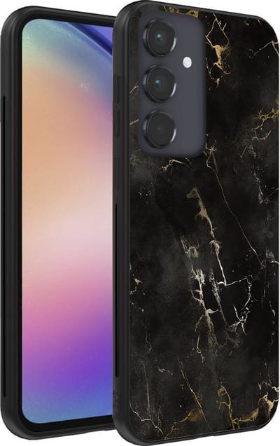 Smartphonica Telefoonhoesje voor Samsung Galaxy A54 5G met marmer opdruk - TPU backcover case marble design - Zwart geschikt voor Samsung Galaxy A54 5G