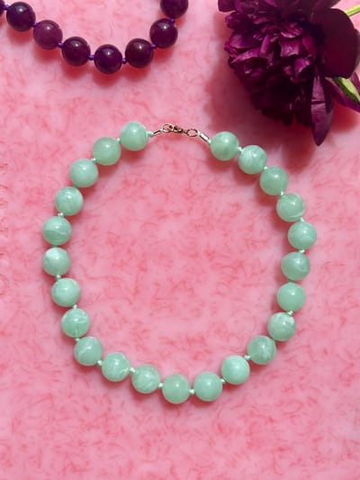 Ketting - lange kralenketting - groene ketting - chunky ketting - halsketting - statement ketting - kralenketting - koordketting - groene ketting - ketting met gekleurde kralen - green necklace - lange ketting - kralen ketting - schakelketting
