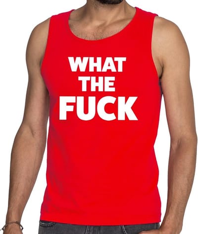 What the Fuck tekst tanktop / mouwloos shirt rood heren - heren singlet What the Fuck S