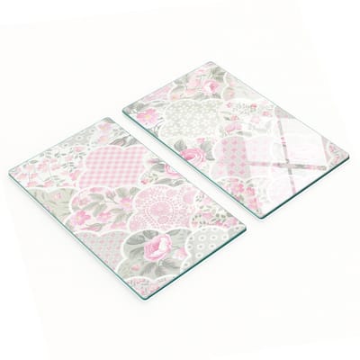 Multifunctionele decoratieve glazen keukenplanken met rozen en ornamenten, 2x30x52 cm