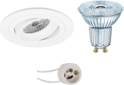 LED Spot Set - LEDVANCE Parathom PAR16 940 36D - Proma Alpin Pro - GU10 Fitting - Dimbaar - Inbouw Rond - Mat Wit - 3.4W - Natuurlijk Wit 4000K - Kantelbaar Ø92mm