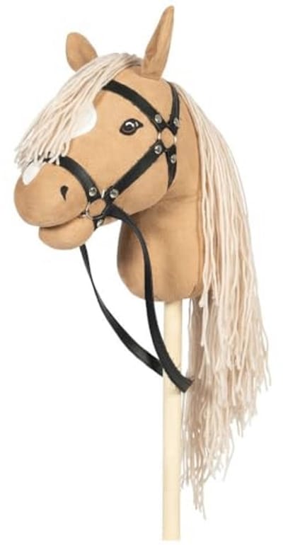 Beige Houten Stokpaard met Paardenhoofd voor Kinderen - 40 cm Stok
