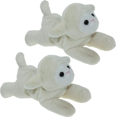 Cornelissen Schaap Knuffel - 2x stuks - pluche - 17 cm - lammetje knuffeldier - boerderij thema