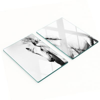 Multifunctionele decoratieve glazen snijplanken voor de keuken, wit paard, 2x40x52 cm