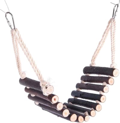 Vogelladder Brug - Vogelkooi Speelgoed - Vogel Training - Natuurlijk Hout Materiaal - 50 cm Lang - Bruin