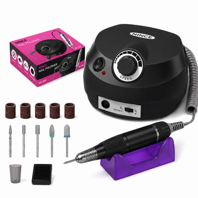 Nince Nagelfrees - Elektrische Nagelvijl voor Hand & Voet - 35.000 RPM - Inclusief Voetpedaal & Opzetstukken - Zwart