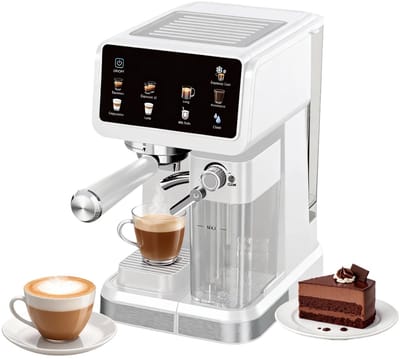 Zerova Espressomachine - Koffiemachines - Koffiezetapparaat - Alles-in-één Koffiezetapparaat - Automatisch Melkschuimsysteem - Wit
