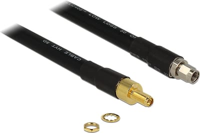 RP-SMA (m) - RP-SMA (v) verlengkabel - CFD400/LLC400 - 50 Ohm / zwart - 5 meter
