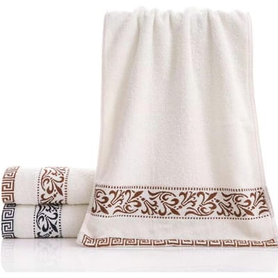 Serviette Épaisse en Pur Coton Porcelaine Bleue et Blanche Serviette Visage Absorbante pour Adultes, Hommes et Femmes marron