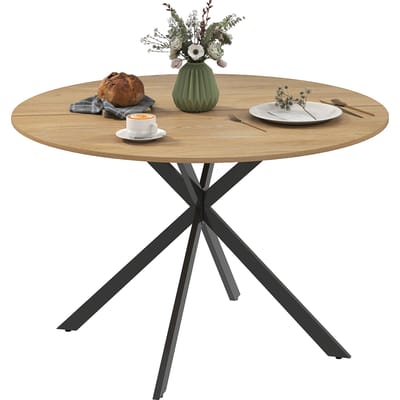 Homcom Ronde Eettafel voor 4 personen Ø120X75 cm Eiken Roble