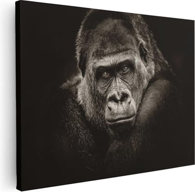 Artaza Canvas Schilderij Gorilla Portret - 40x30 cm - Klein - Wanddecoratie Dierenkop - Muurdecoratie Dieren - Kamer Accessoires