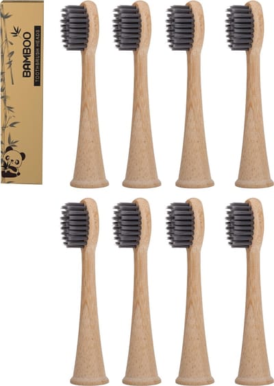 Sonicare Bamboe Opzetborstels | 8 Stuks | Houtskool Opzetborstels | Gepatenteerde Bio-based binnenkant, Bamboe buitenkant